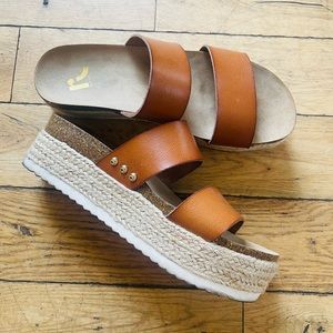 Brown/Tan Platform Wedge Sandals